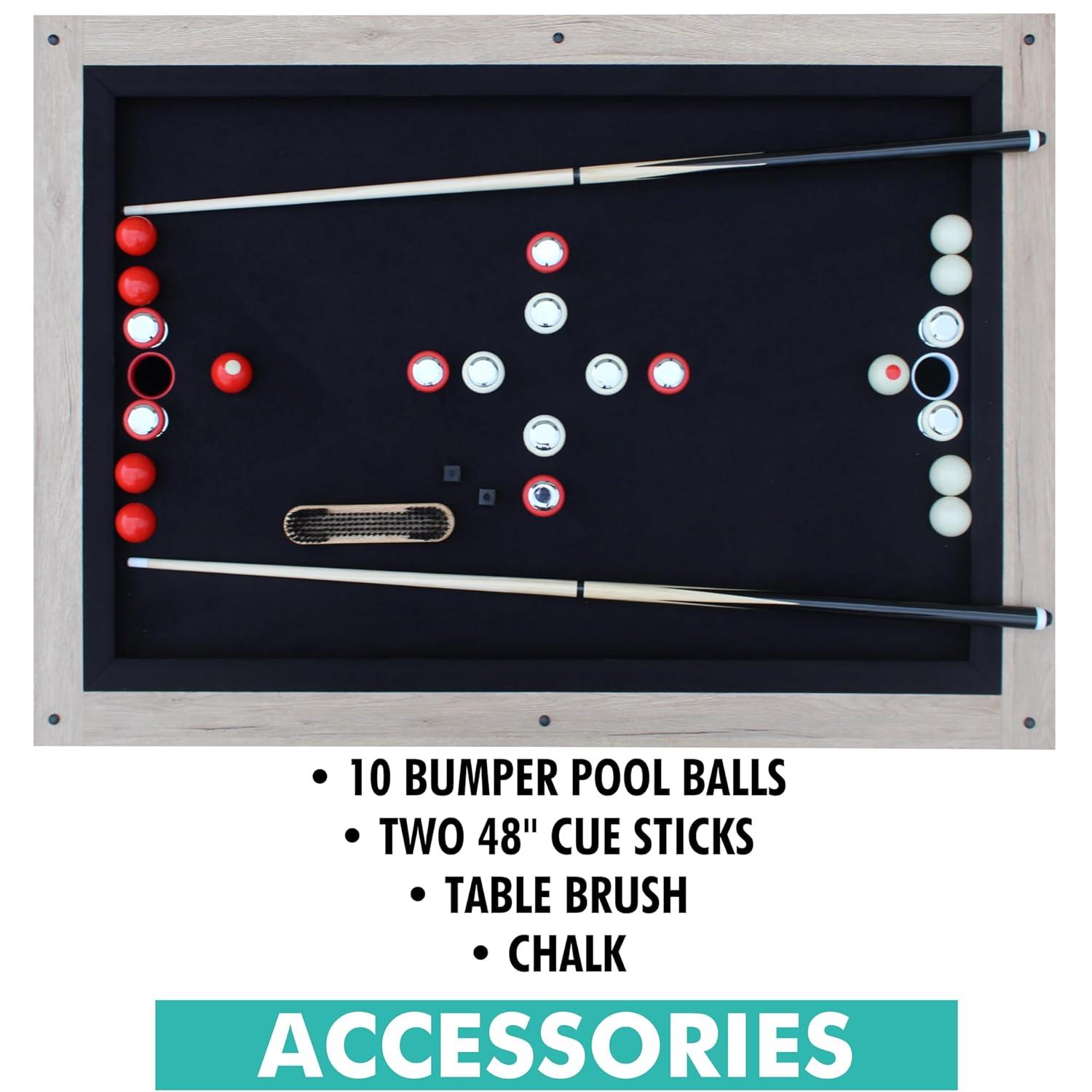 Freetime Fun 54" Sturdy Bumper Pool Table for Adults and Kids Game Room with Poker Tabletop - RB5807