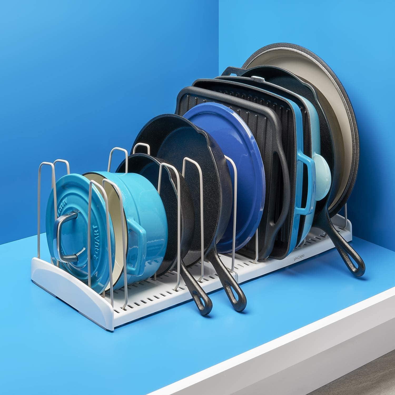 YouCopia StoreMore Expandable Cookware Rack: Non-Slip Kitchen Storage, Multi-Compartment Pot & Pan Organizer