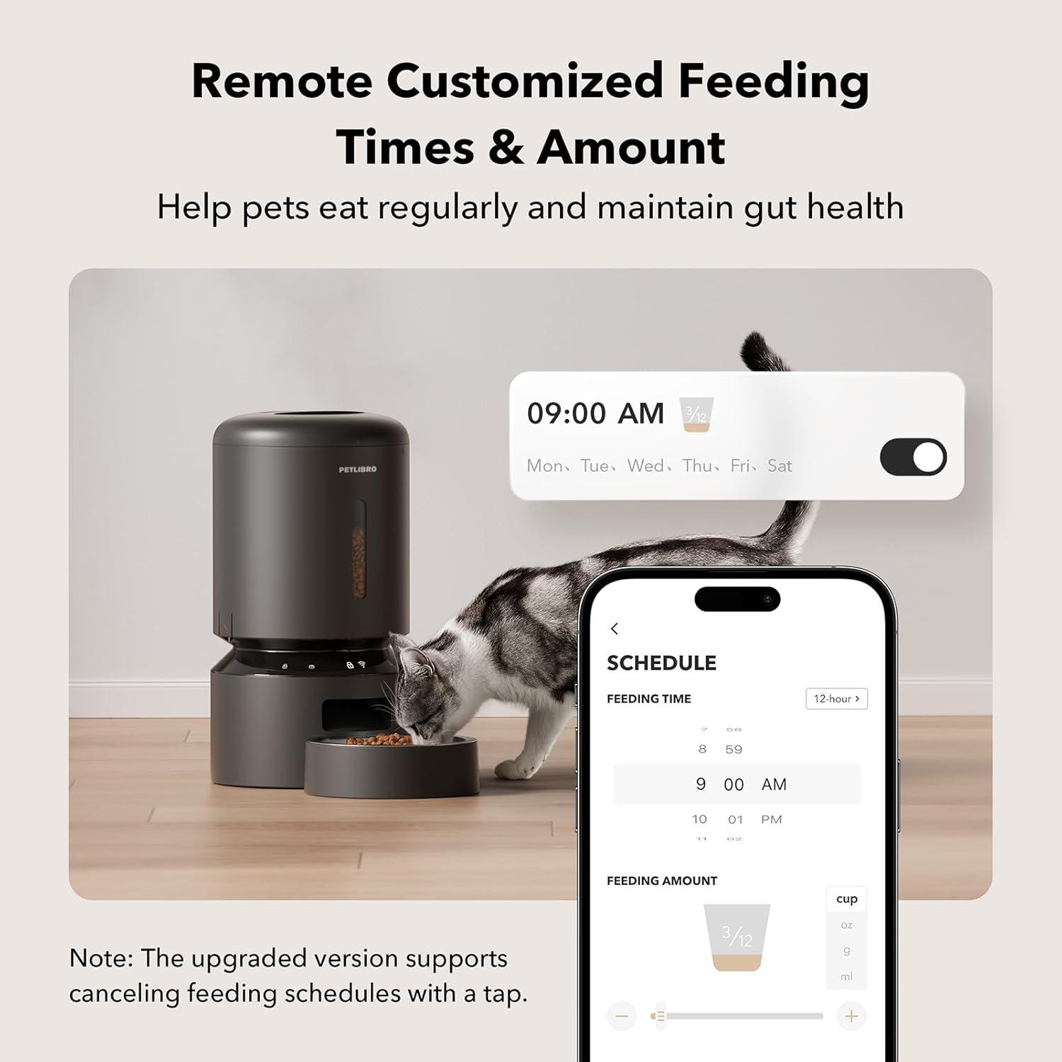Automatic Cat Feeder, 5G Wifi Automatic Dog Feeder With Freshness Preservation, Timed Cat Feeder With Low Food Sensor, Up To 10 Meals Per Day, Granary Pet Feeder For Cats