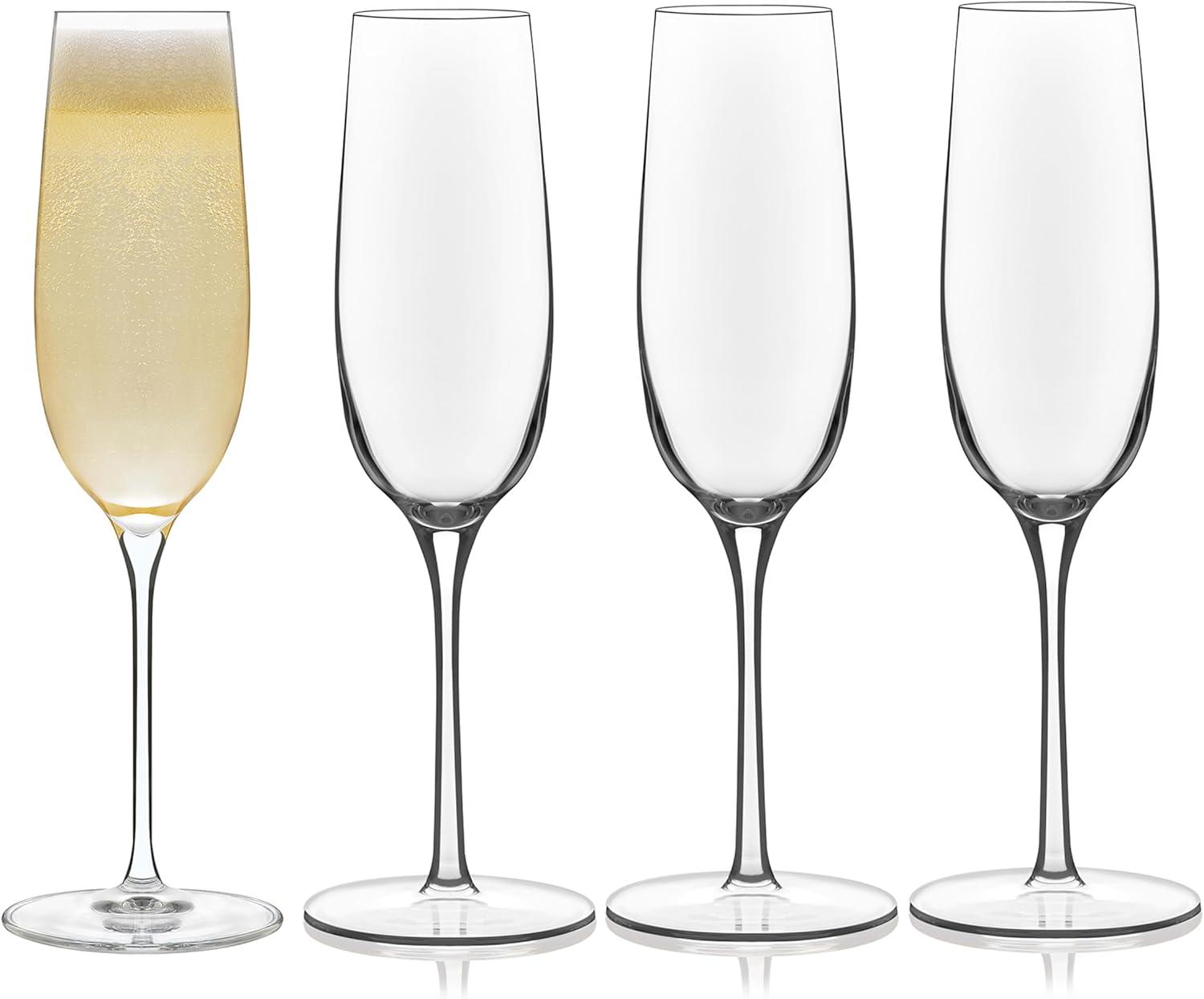 Libbey Signature 8oz Clear Glass Champagne Flutes, Set of 4