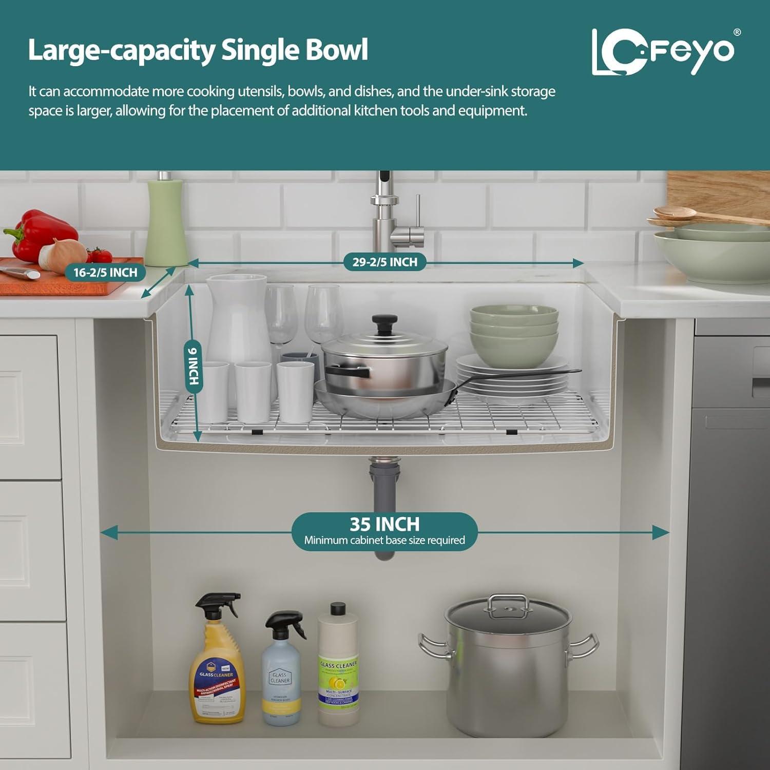 24 Inch White Ceramic Farmhouse Apron Front Sink