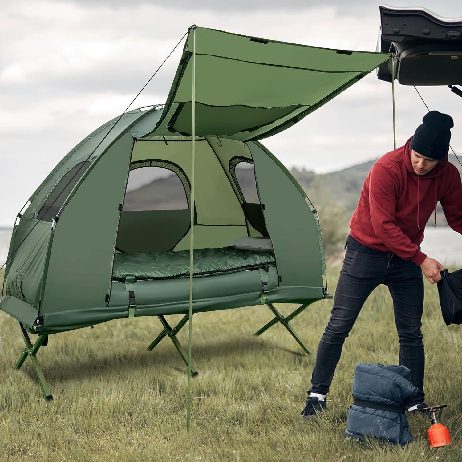 Green Portable 2-Person Camping Tent with Carry Bag