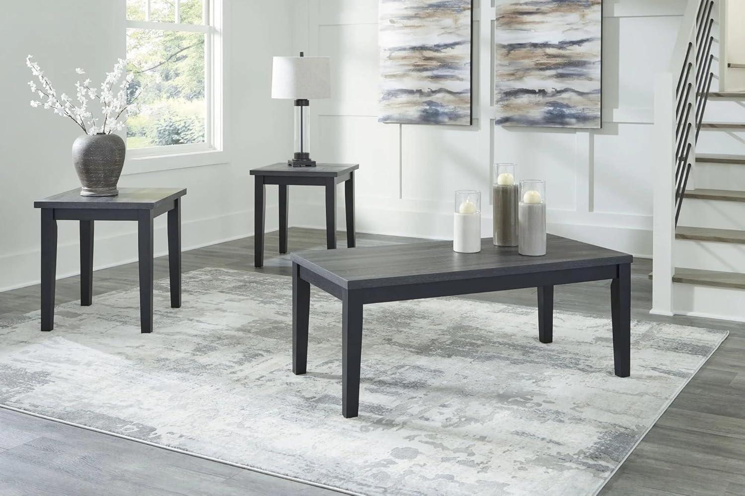 Contemporary Garvine Charcoal Gray Rectangular Coffee Table Set