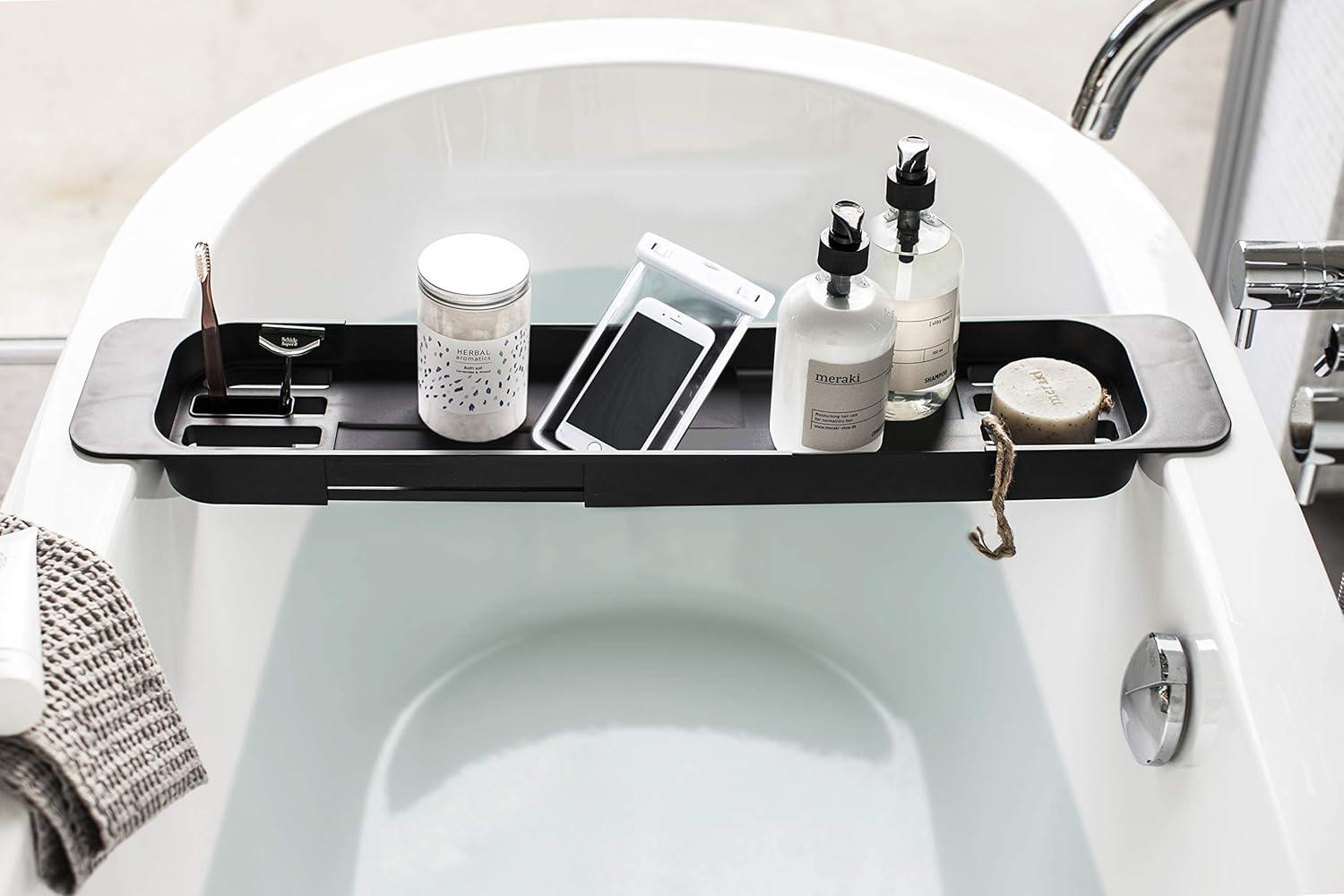 Yamazaki Home Tower Yamazaki Home Expandable Bathtub Caddy - Bathroom Tray Table Holder, 1.77" Height