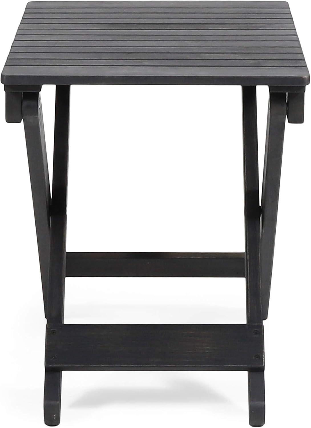 Dark Gray Acacia Wood Outdoor Folding Side Table