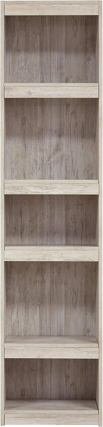 Adjustable White Wood Transitional Bookcase with Cubes