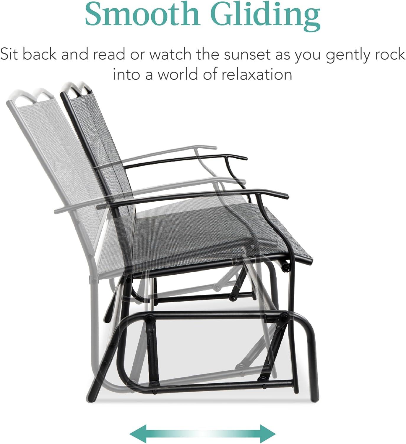 Best Choice Products 2-Person Outdoor Swing Glider, Steel Patio Loveseat, Bench Rocker w/ Armrests - Gray