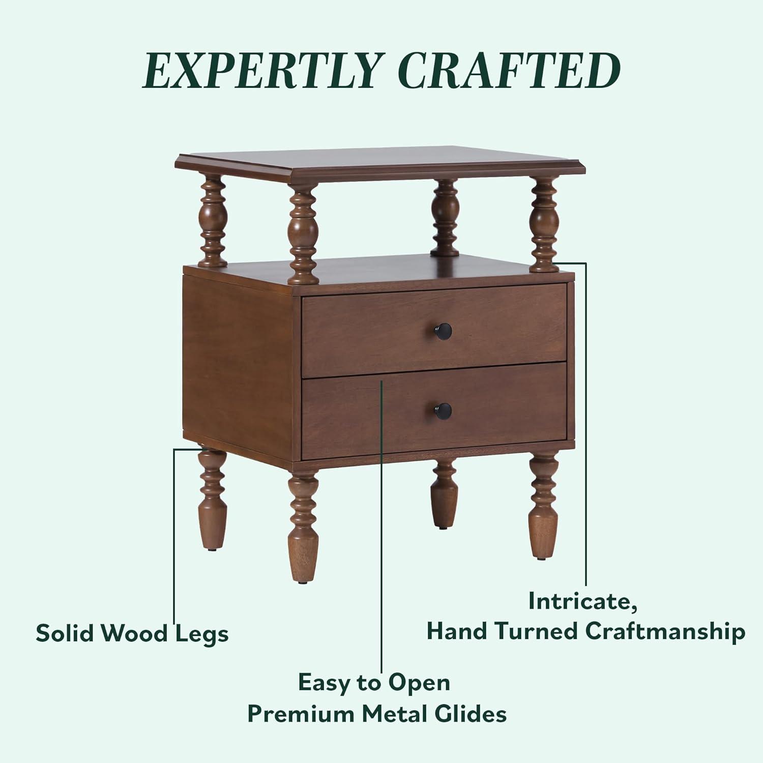 Vivienne Easy Assembly Solid Wood Spindle 2-Drawer Nightstand (Set of 2)