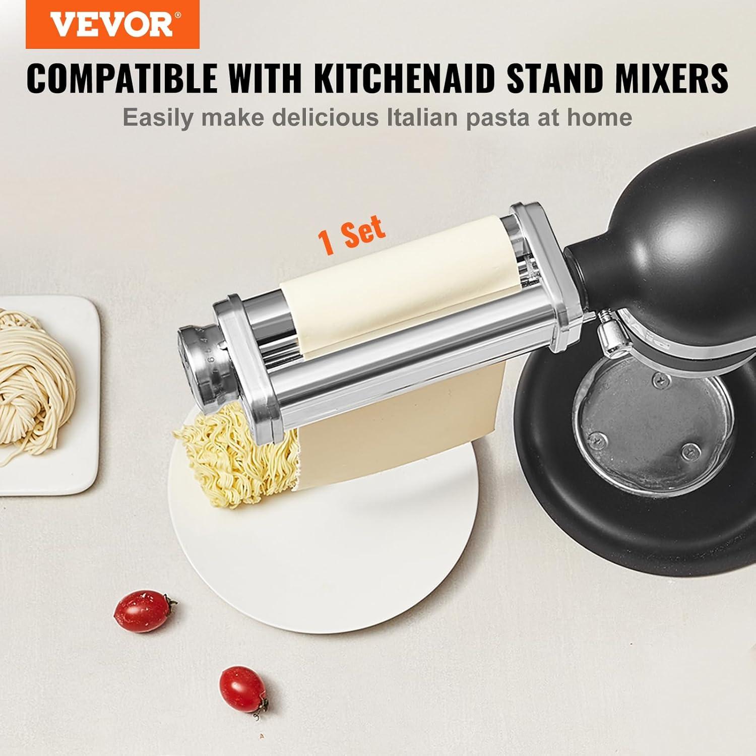 Pasta Attachment for KitchenAid Stand Mixer, Stainless Steel Pasta Sheet Roller Attachment, Pasta Maker Machine Accessory with 8 Adjustable Thickness Knob, KitchenAid Pasta Attachment by