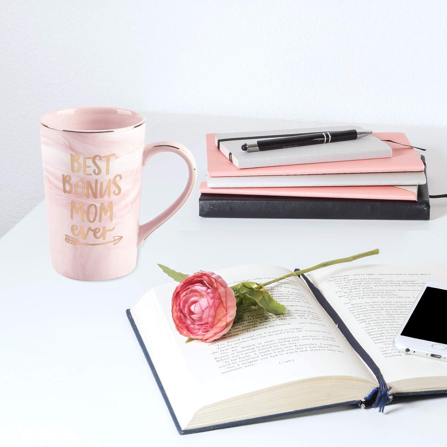 Best Bonus Mom Ever Pink Ceramic Coffee Mug Gift Set