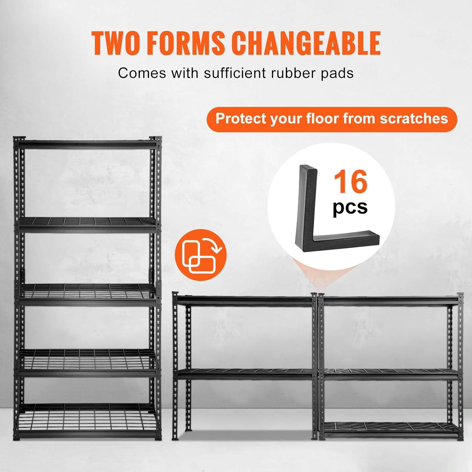 MOPHOTO 5-Tier Metal Storage Shelves - 36W x 16D x 72H Inches, Adjustable Garage Shelving, 1100 lb Total Capacity, 220 lb Per Shelf, Black