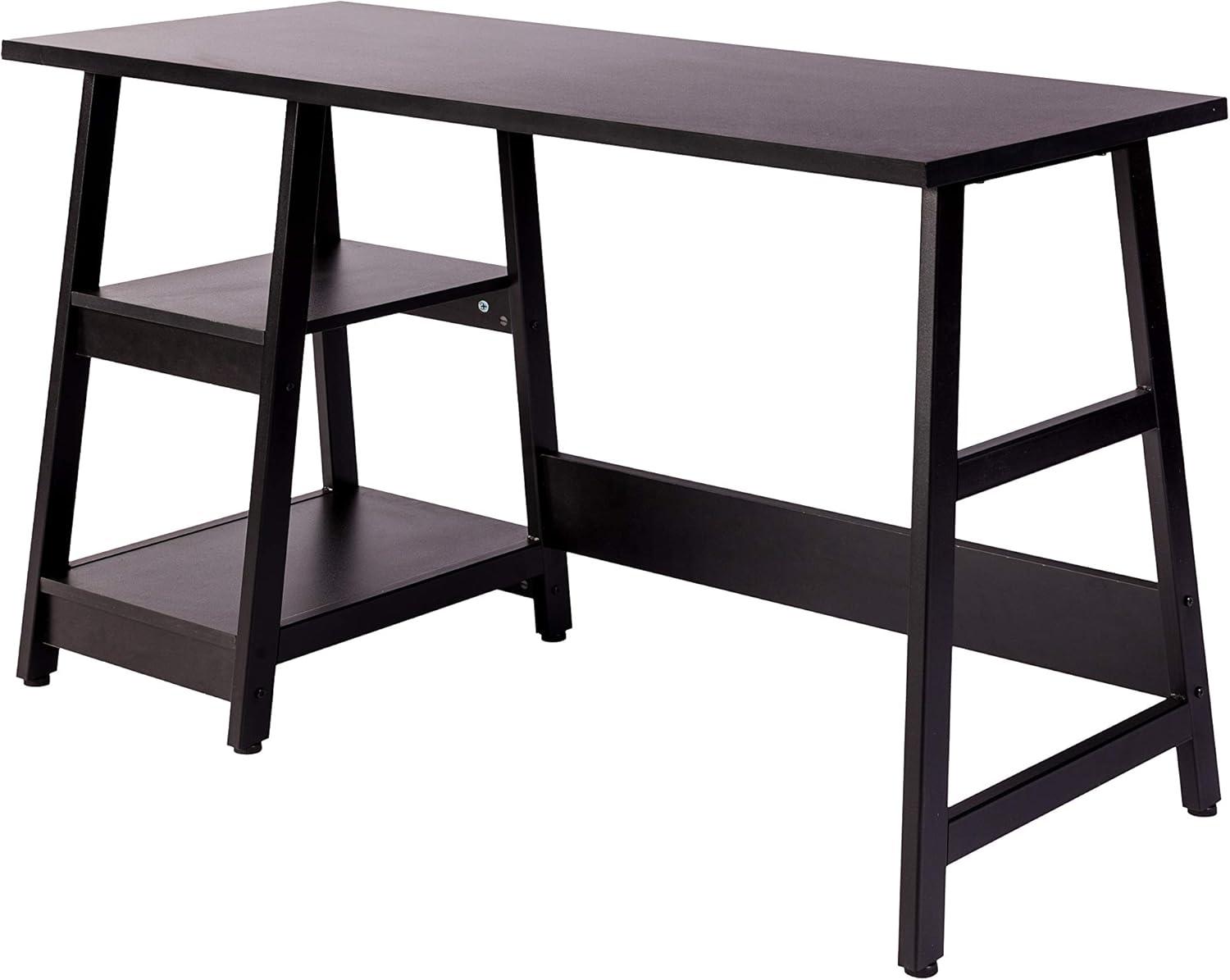 Coletta 51'' Black Woodgrain Modern Writing Desk with Storage