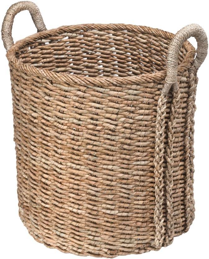 Kouboo Oversized Round Seagrass Basket, Bin For Storage Organizer Tote For Bedroom, Living Room, Bathroom