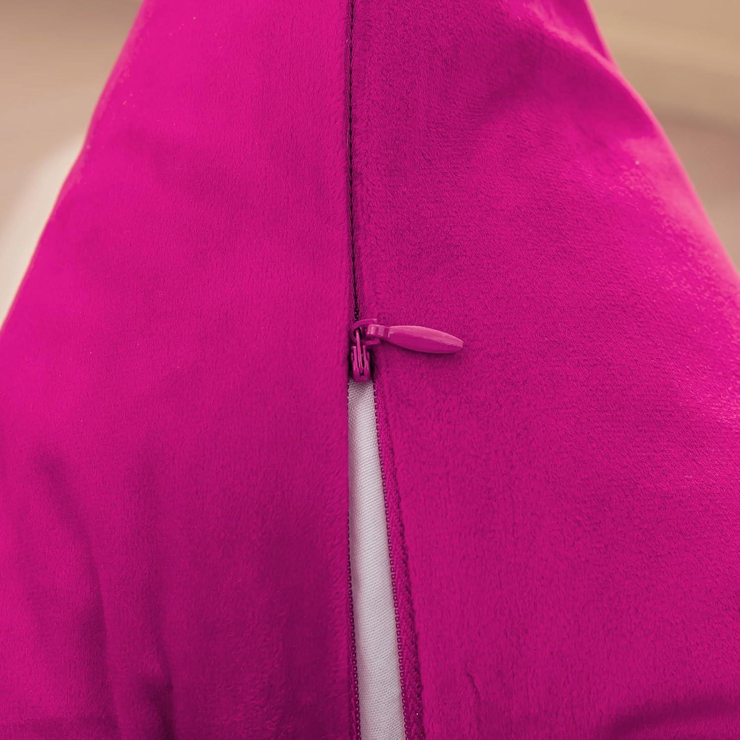 RainRoad Hot Pink Throw Pillows Covers Set of 2 Soft Velvet Decorative Pillow Covers 18x18 Inch for Couch Bed(Hot Pink, 18" x 18"(Pack of 2))