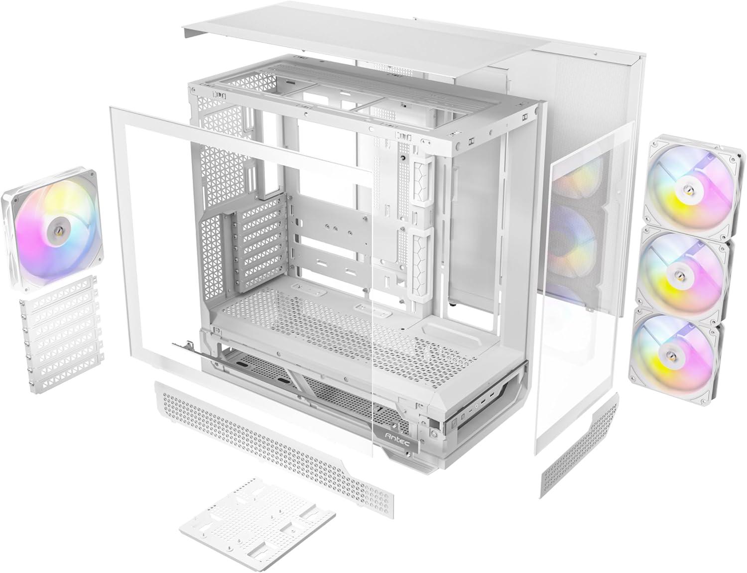 Antec C7 ARGB White, RTX 40 GPU Support, 4 x 120mm ARGB PWM Fans Included, Vertical GPU Cooling, Type-C 10Gbps, Seamless Tempered Glass Front & Side Panels, 360mm Radiator Support, Mid-Tower E-ATX PC