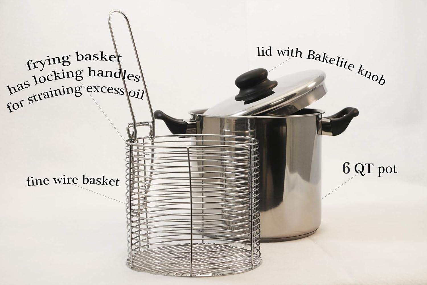 Excelsteel 6 Quart Silver Stainless Steel Deep Fryer Set