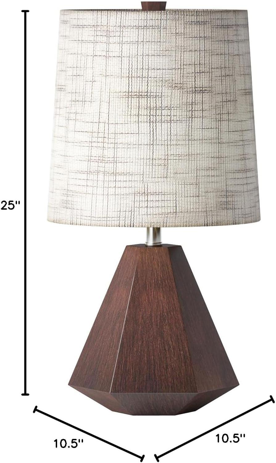 Walnut Geometric Birch Wood Desk Lamp with Textured Shade