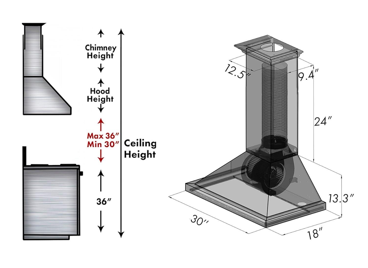 ZLINE 30 in. Convertible Vent Wooden Wall Mount Range Hood in Antigua & Walnut