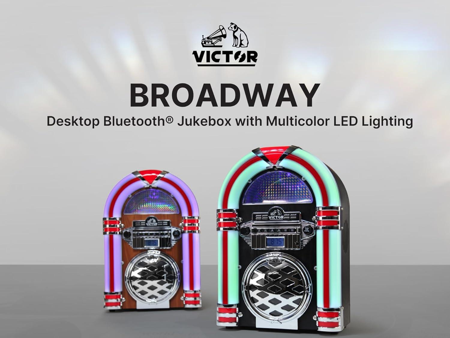 Victor Bluetooth CD Jukebox Speaker with FM Radio & Multicolor LED Lighting