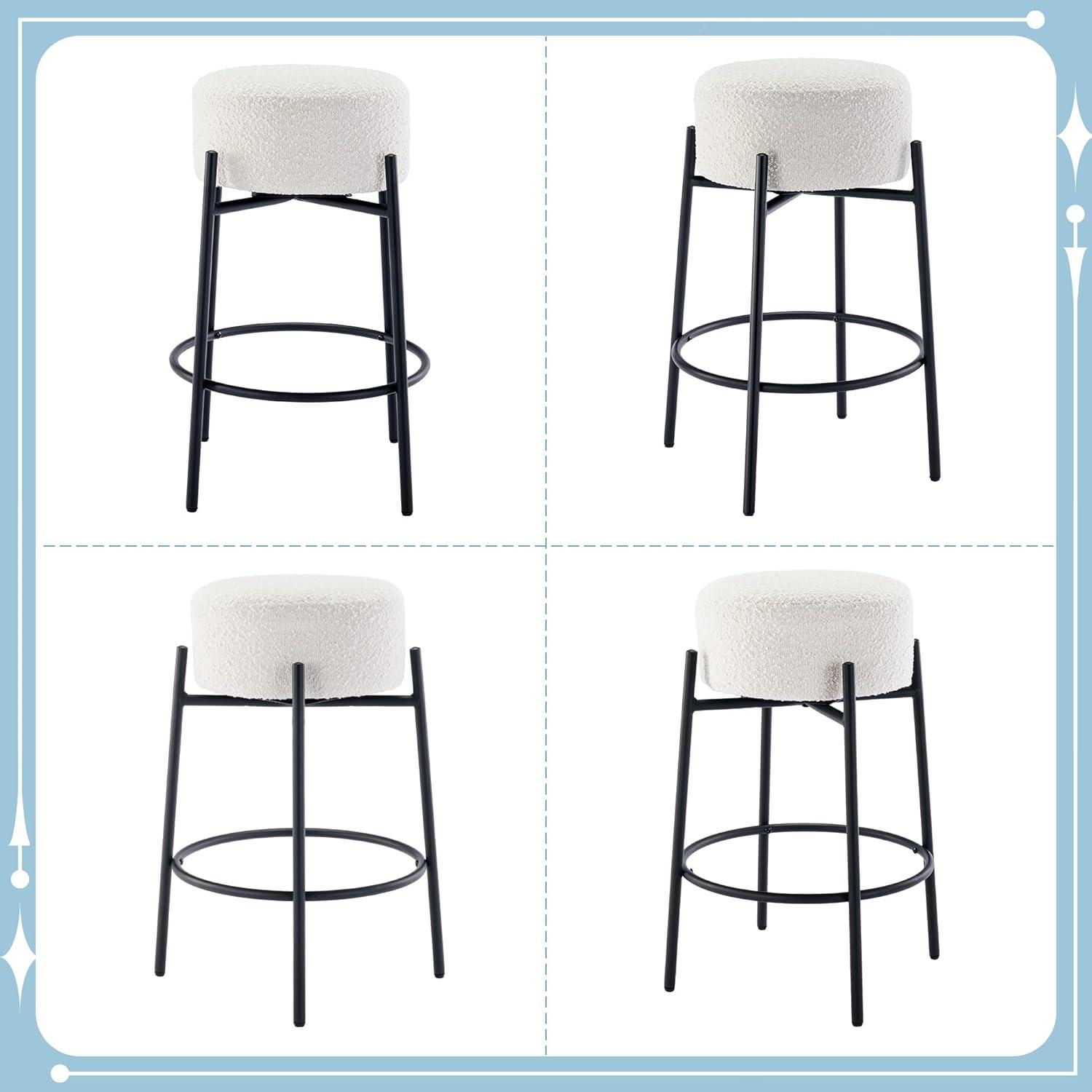 Amy Swivel Backless Boucle Upholstered 26.7"H Counter Stool with Steel Frame (Set of 2/3/4)