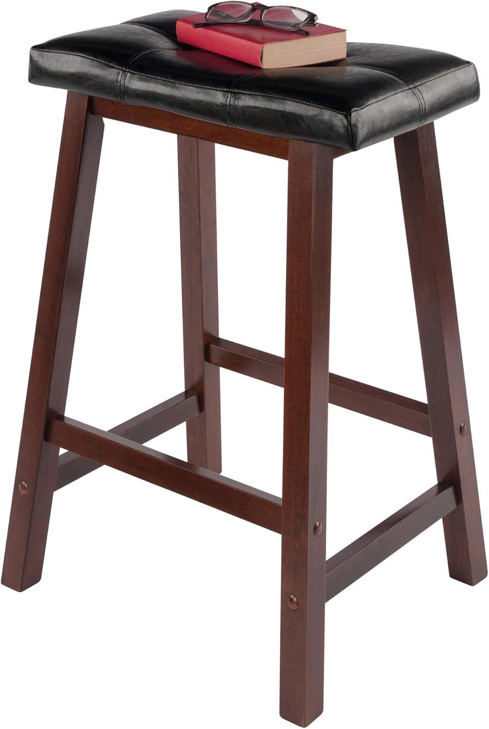 Winsome Mona Cushion Saddle Seat 24.84" Counter Height Barstool Hardwood/Toasted Walnut: Faux Leather, Wood Legs