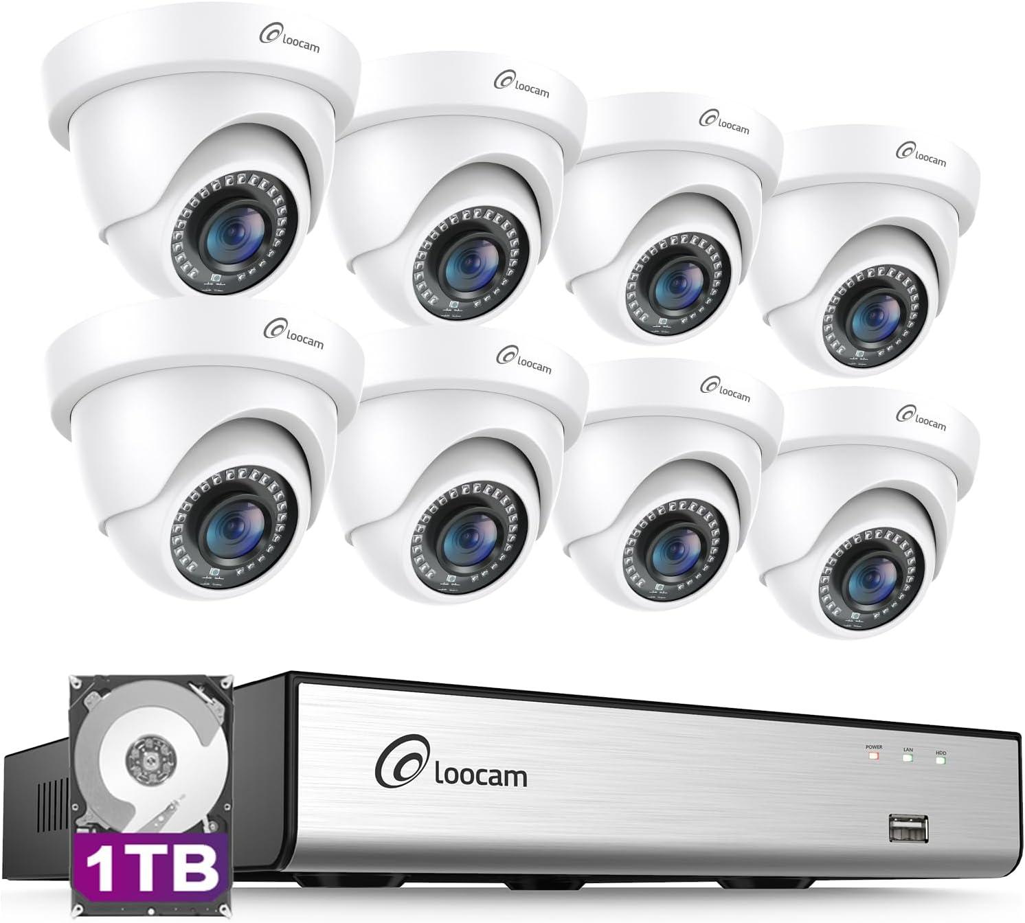 Security Camera System Outdoor with AI Human/Vehicle Detection, 2MP HD 1920TVL Wired CCTV Surveillance Camera System, H.265+ 8CH DVR & 1TB Hard Drive, Smart Playback, Remote Access, Email Alert