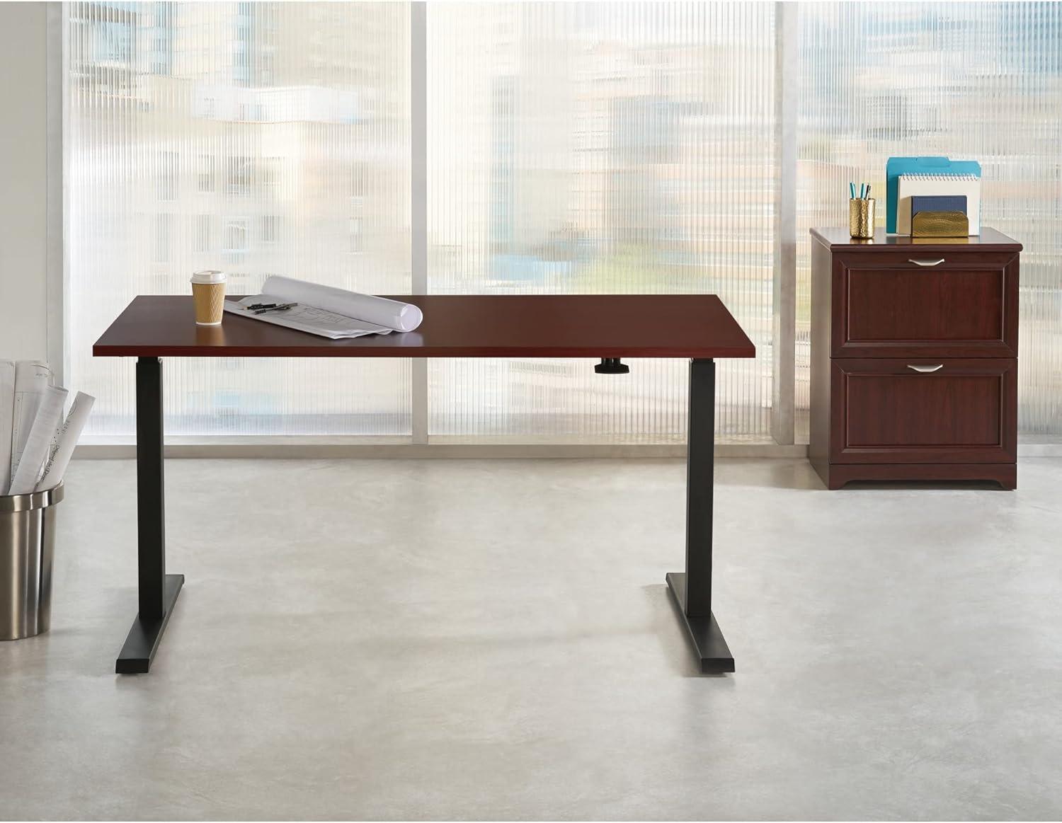 Realspace® Magellan 60"W Pneumatic Height-Adjustable Standing Desk, Cherry