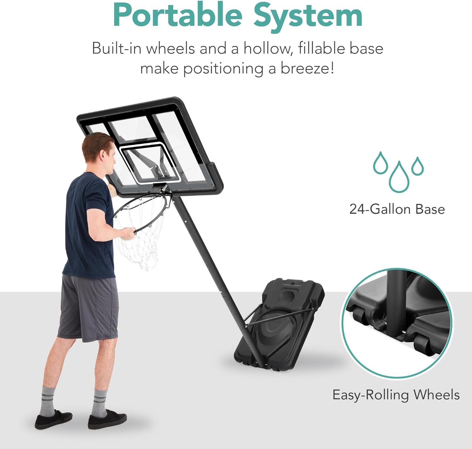 Best Choice Products Adjustable Regulation-Size Basketball Hoop, Portable Sport System w/ Fillable Base, Wheels