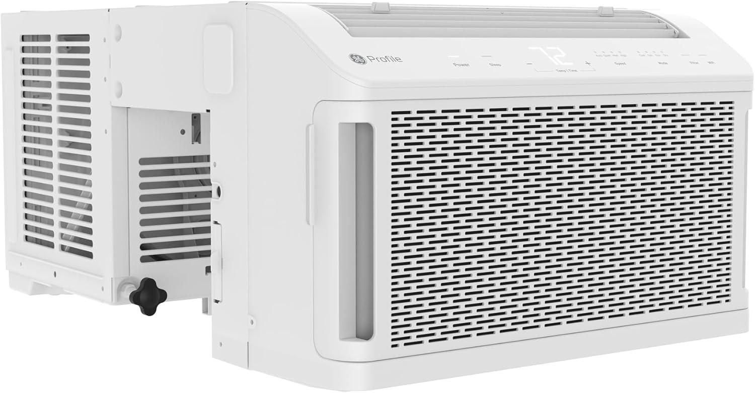 GE Profile ClearView 8300 BTU Smart Window Air Conditioner with Built-In Wi-Fi and Ultra-Quiet Operation for Medium Rooms (White)