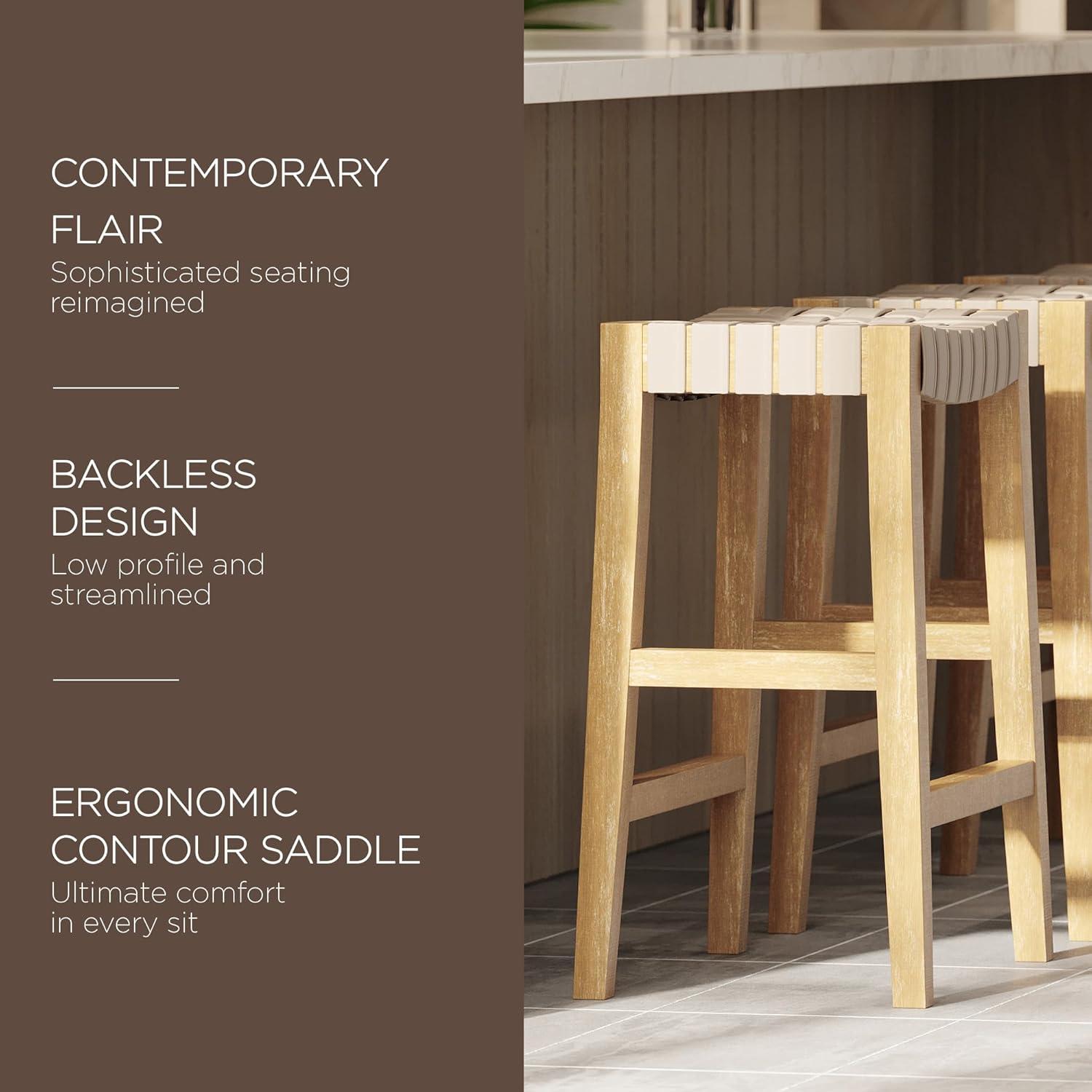 Maven Lane Maven Lane Emerson Kitchen Stool with Vegan Leather Upholstery