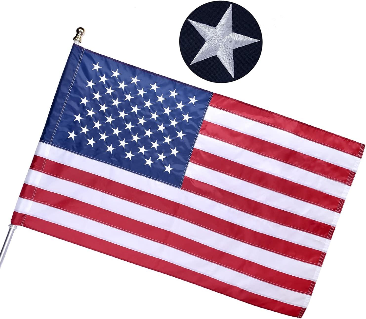 American flag USA flag 3x5FT-Embroidered Stars Flag Double Stitched Sewn Stripes Outdoors Indoors Heavy Duty flag Brass Grommets Banner