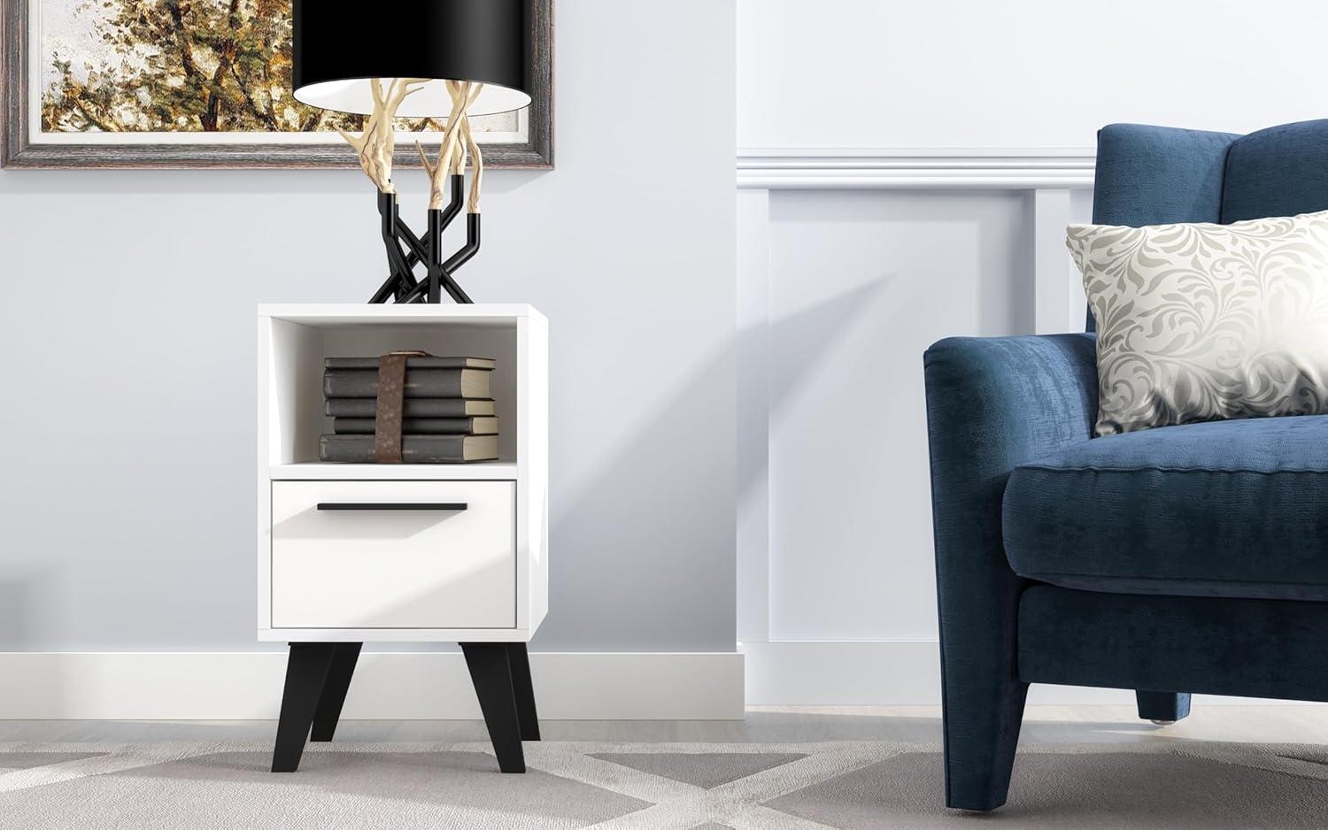 Mid-Century- Modern Amsterdam Nightstand 1.0 with 1 Shelf in White