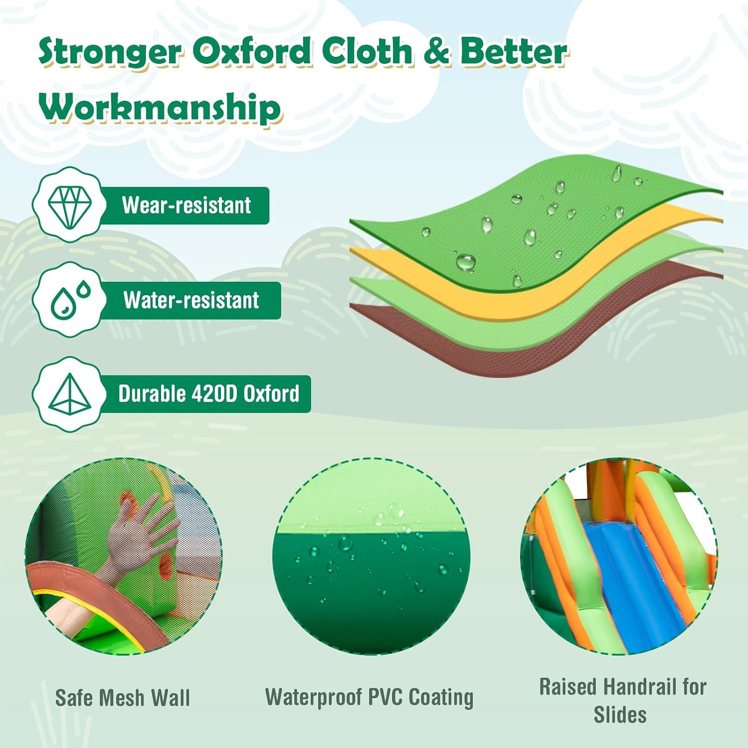 Costway Inflatable Water Slide Park Monkey Bounce House Splash Pool with 735W Blower