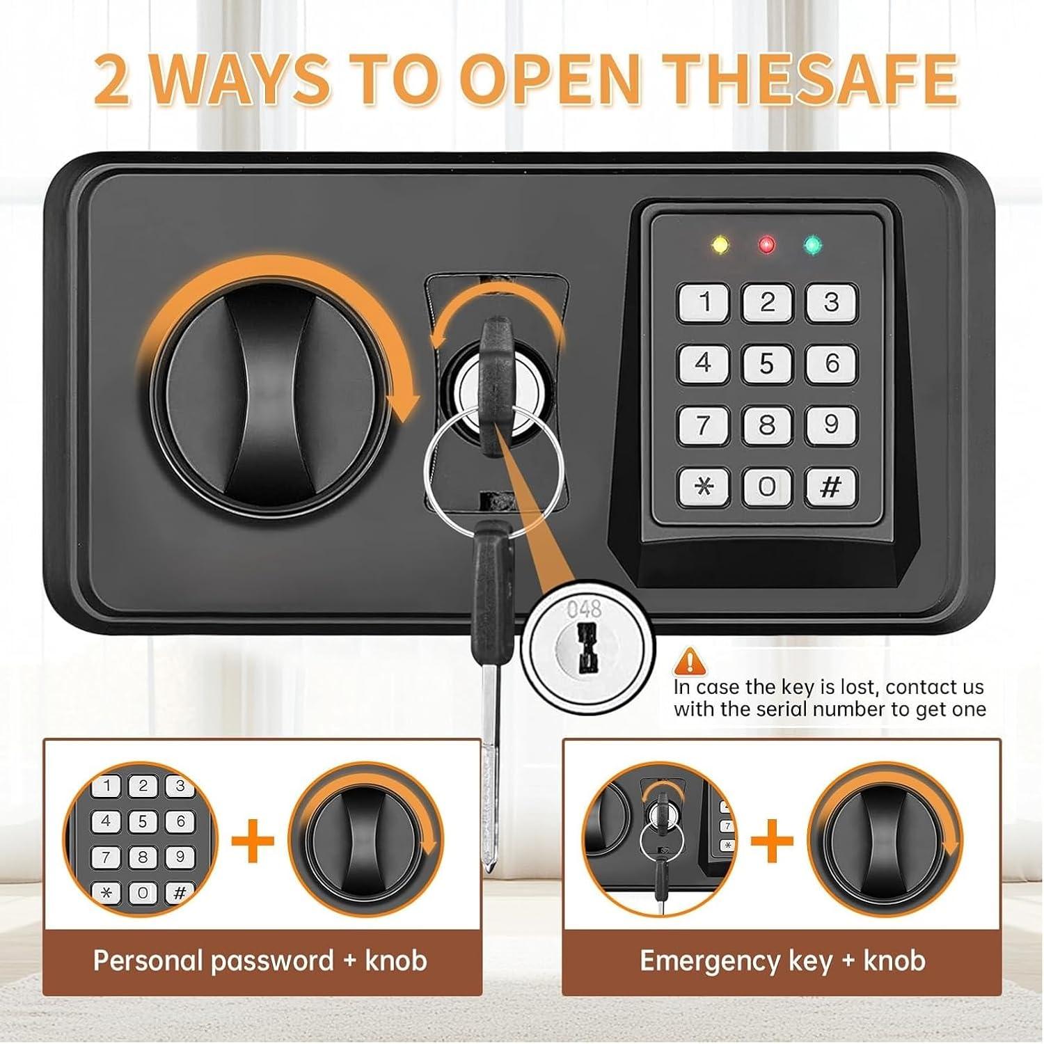 MASTER CRAFT WINDOW AND DOOR 3.0 Cubic Feet Fire Proof Safe Boxes For Home Use, Digital Home Security Safe Box With Electronic Keypad & Keys, Personal Safe For Firearm Medicine Money Documents Valuables