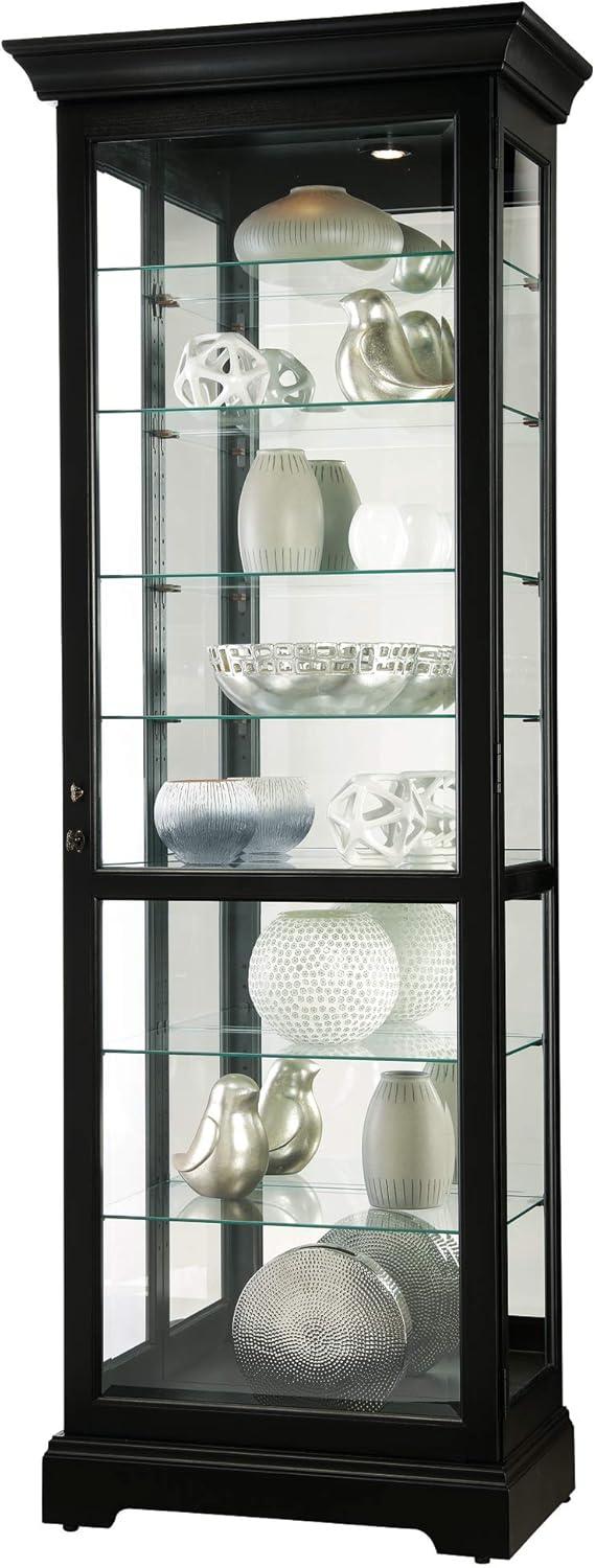 Greyleigh™ Flagg Lighted Gallery Style 5 Shelf Curio Cabinet in Onyx Black