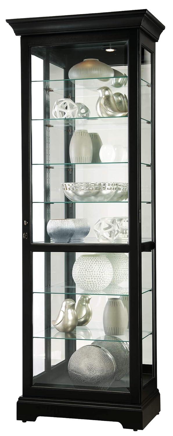 Greyleigh™ Flagg Lighted Gallery Style 5 Shelf Curio Cabinet in Onyx Black