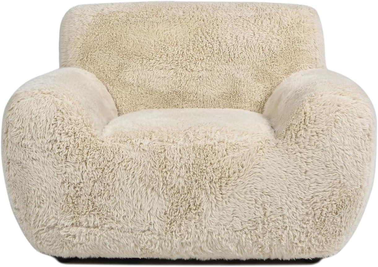 Summit 49" Faux Sheepskin Overstuffed Arm Chair Cream Beige