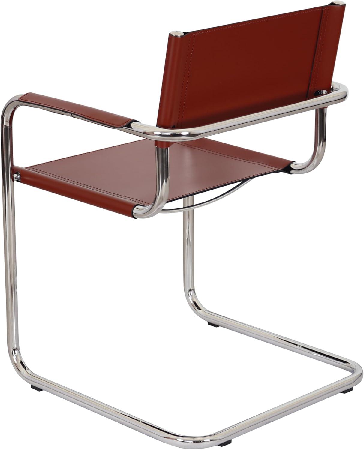 Breuer Chair Company Mart Stam Cantilever Armchair Arm Chair w/ Chrome-Plated Steel Frame (Various Bonded Leather Colors)