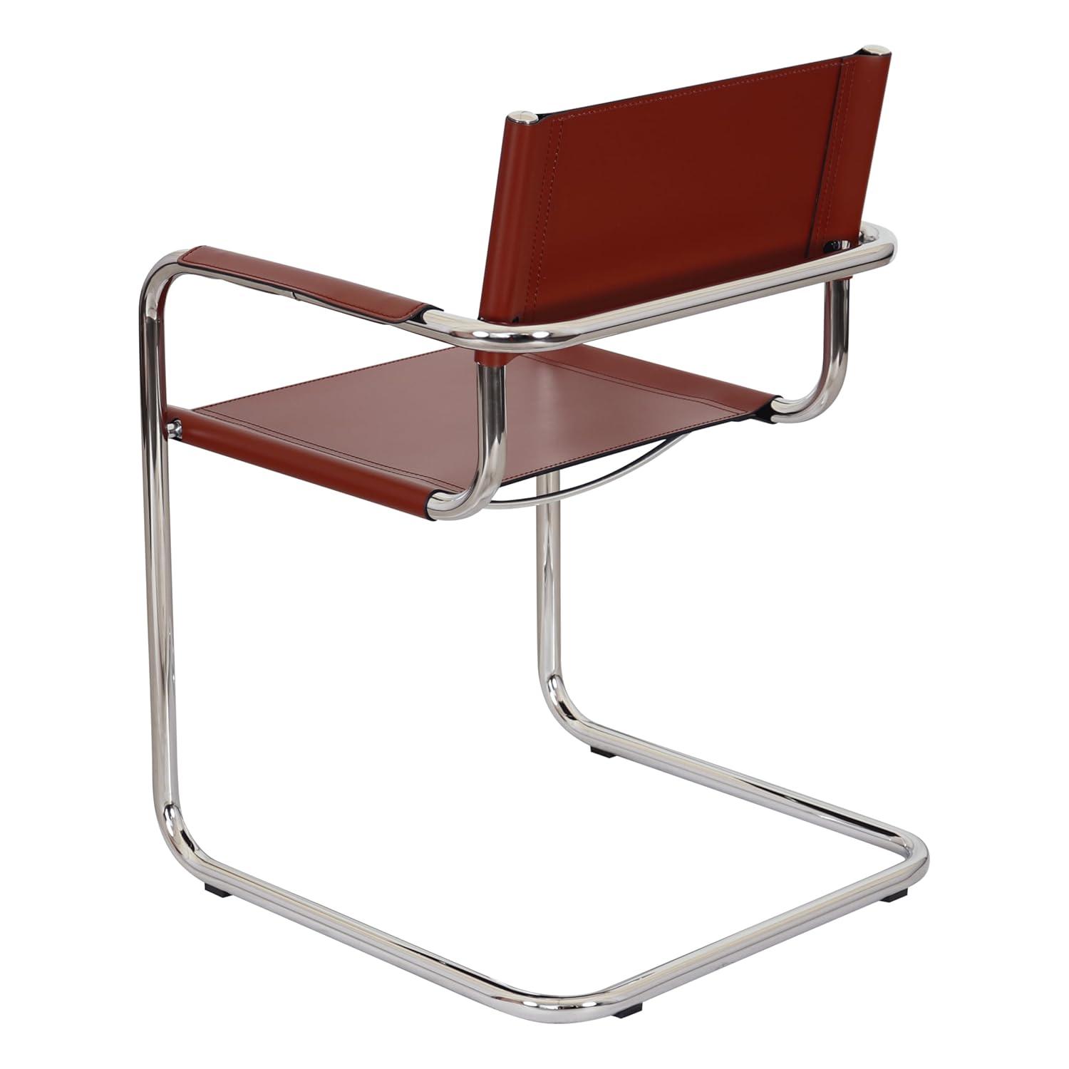 Breuer Chair Company Mart Stam Cantilever Armchair Arm Chair w/ Chrome-Plated Steel Frame (Various Bonded Leather Colors)