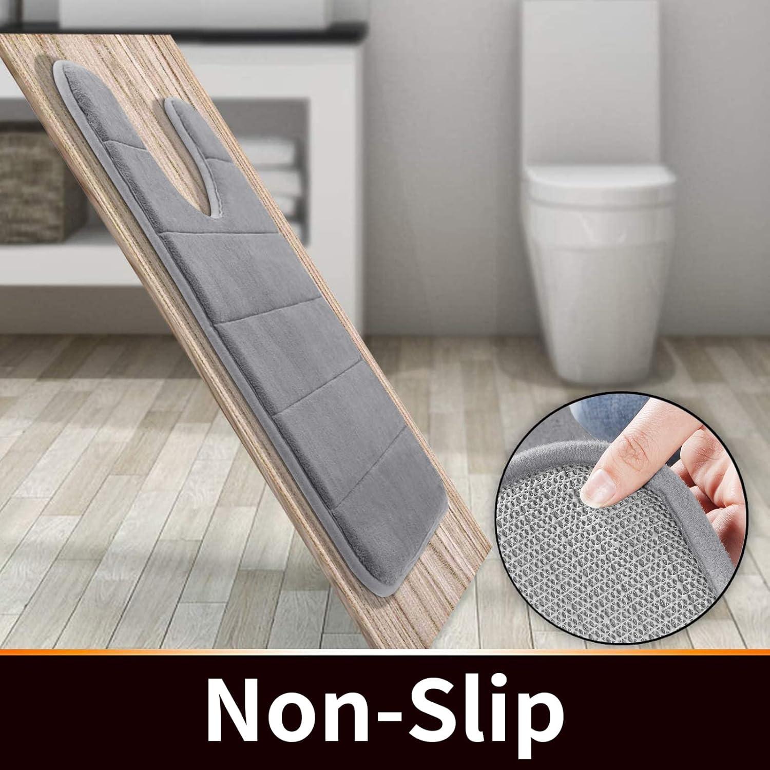 Yimobra Memory Foam Toilet Bath Mat U-Shaped, Commode Contour Rug, Soft and Comfortable, Super Water Absorption, Non-Slip, Thick, Machine Wash and Easier to Dry for Bathroom, 24 X 20 Inches,