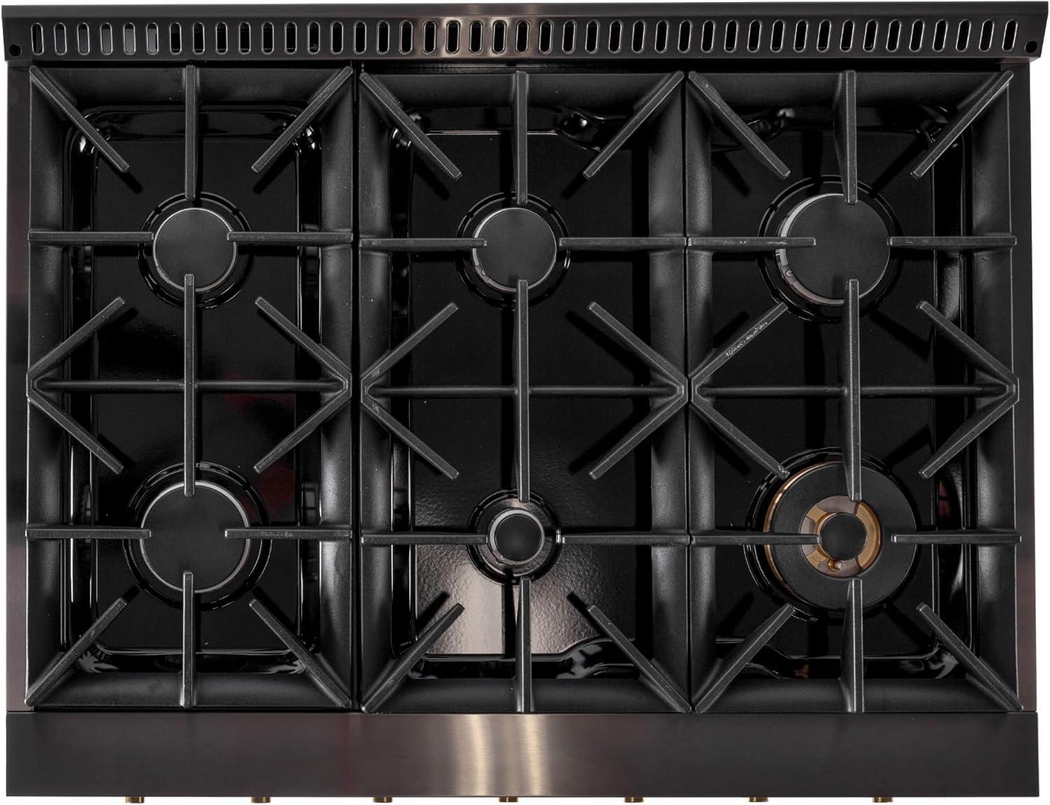 36 in. 5.2 cu. ft. Dual Fuel Range Natural Gas Sealed Burners Titanium Stainless