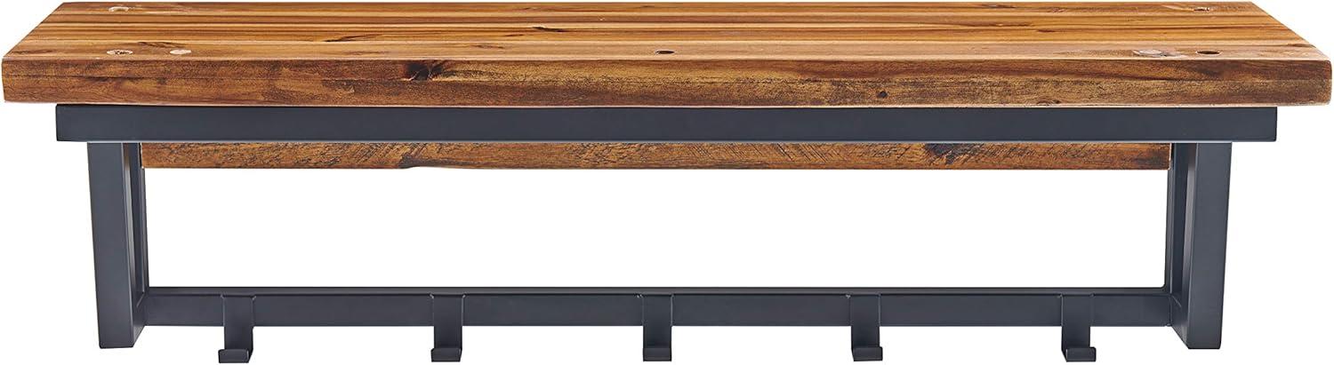 Claremont Rustic Wood Coat Hook with Shelf Dark Brown - Alaterre Furniture: Wall-Mounted Storage, 5 Hooks, No Assembly Required