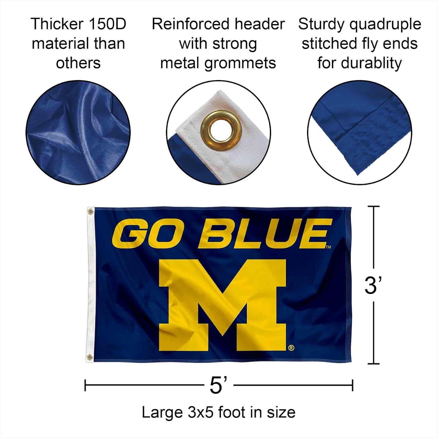 Michigan-Wolverine's 3X5 Indoor Outdoor Banner Flag w/grommets for hanging