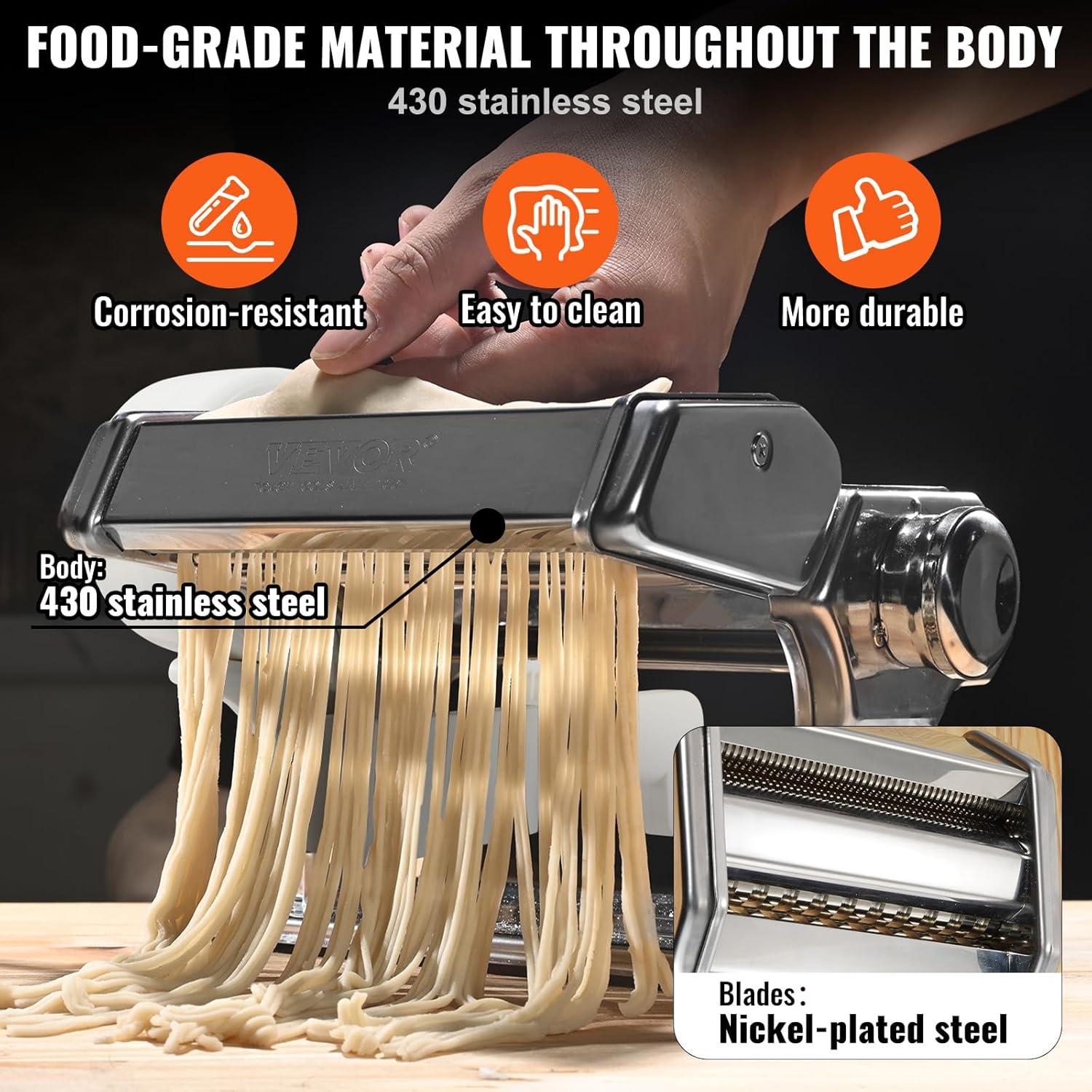 Electric Pasta Maker Machine, 9 Adjustable Thickness Settings Noodles Maker, Stainless Steel Noodle Rollers and Cutter, Pasta Making Kitchen Tool Kit, Perfect for Spaghetti, Fettuccini, Lasagna