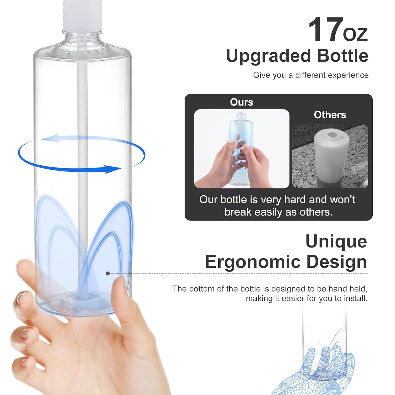 GAGALIFE Built in Sink Soap Dispenser or Lotion Dispenser for Kitchen Sink, Brushed Gold ABS Pump Head, with 17 Ounce Large PET Soap Bottle