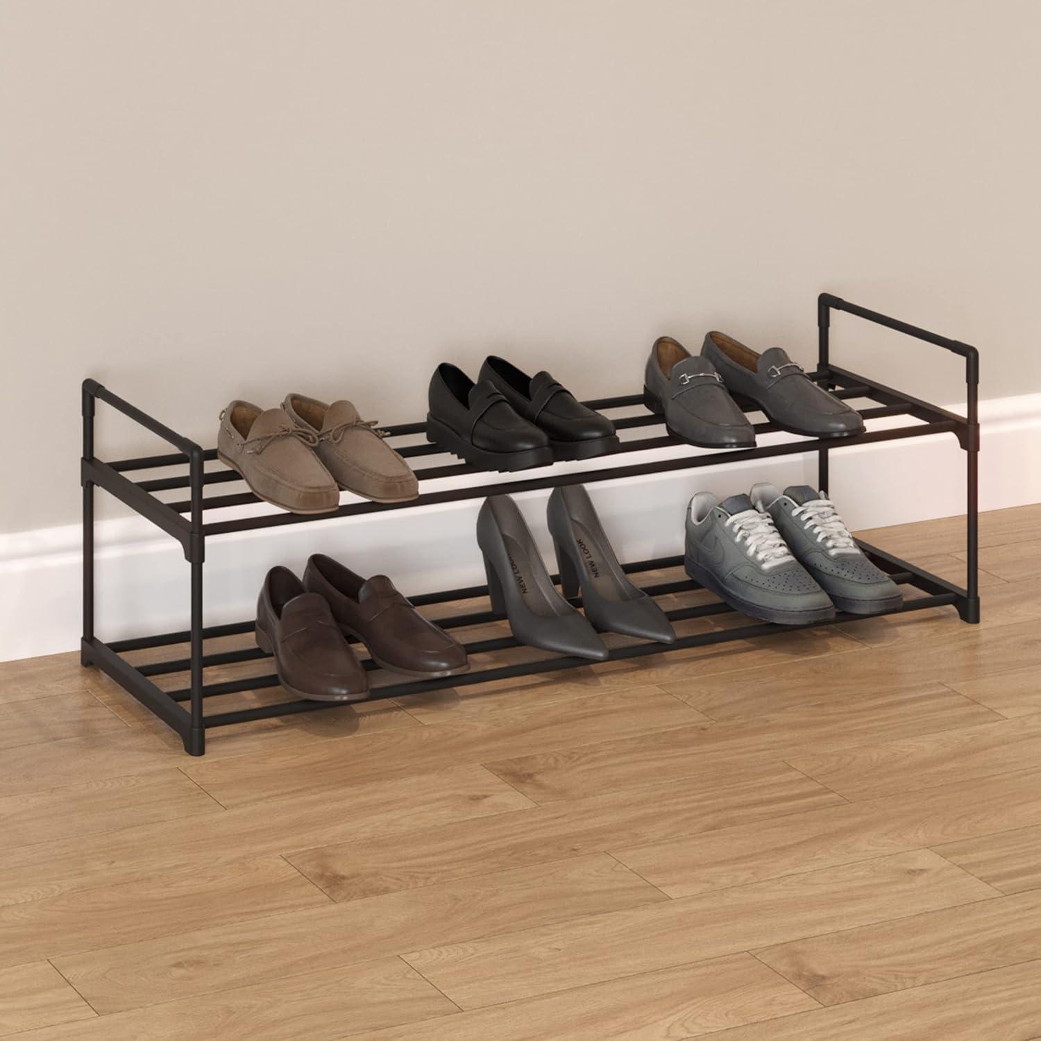 Home-Complete 2-Tier Shoe Rack for 10 Pairs, Black