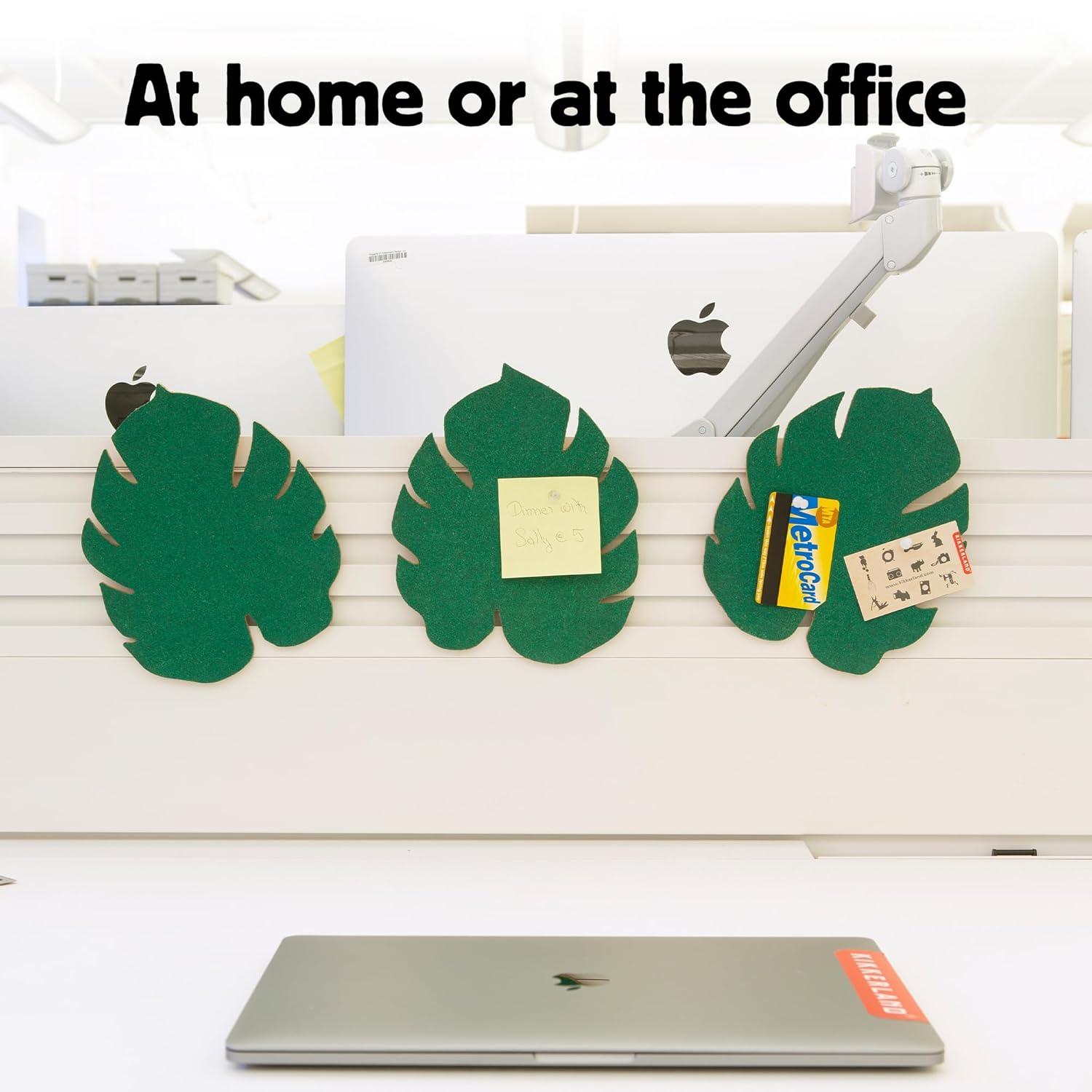 Green Monstera Leaf Cork Bulletin Boards, Set of 3