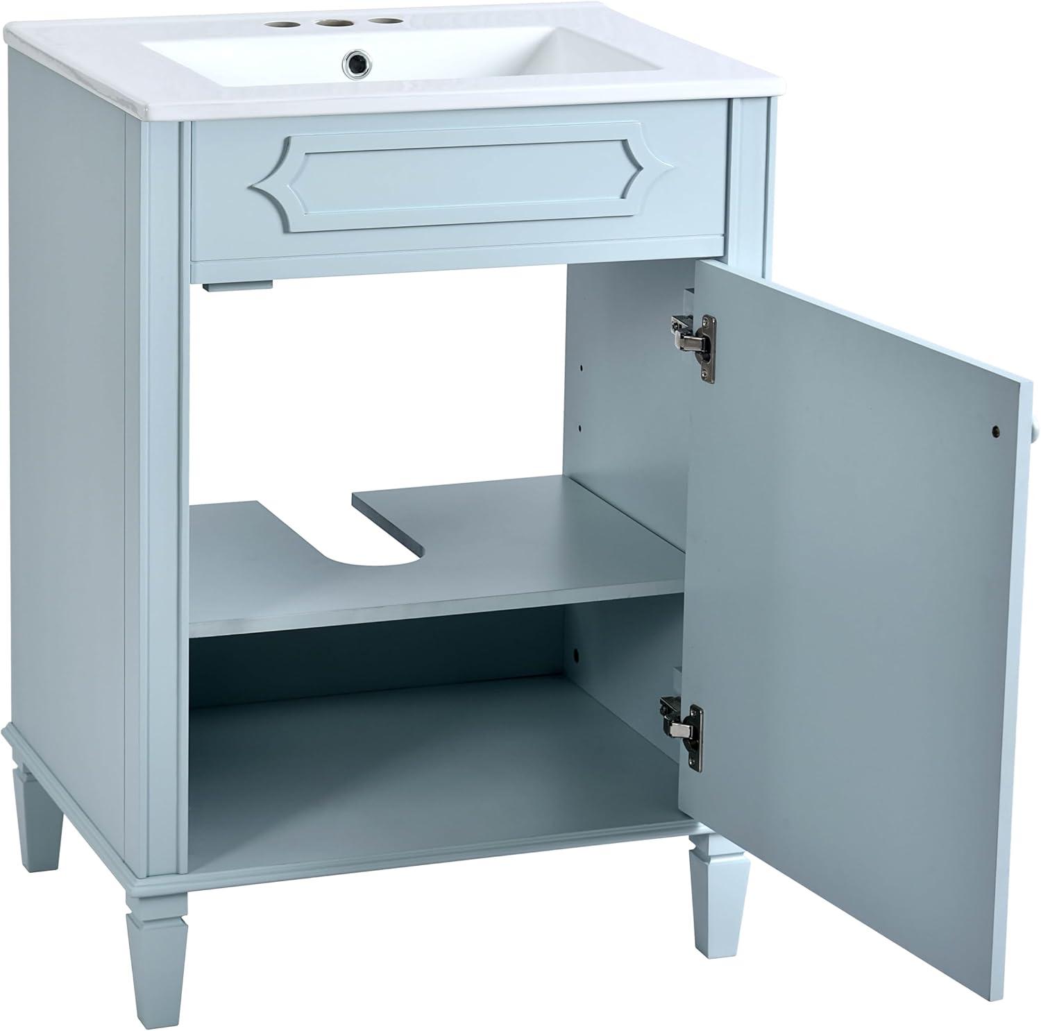 30 Inch Bathroom Vanity with Ceramic Sink, Modern Bathroom Storage Cabinet with Swirled Design, Vanities with 2 Drawers for Modern Minimalist Powder Room