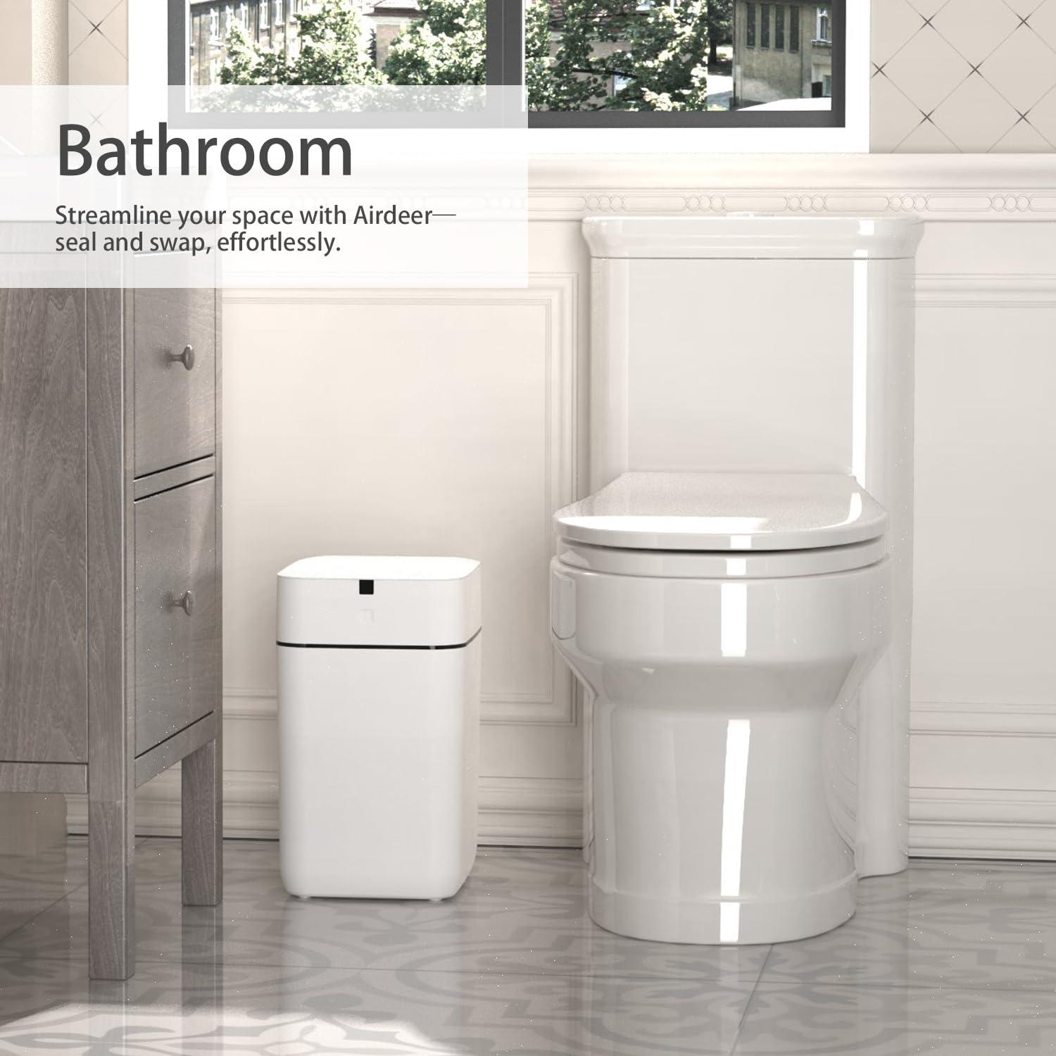 White Touchless Rectangular Plastic Smart Trash Can