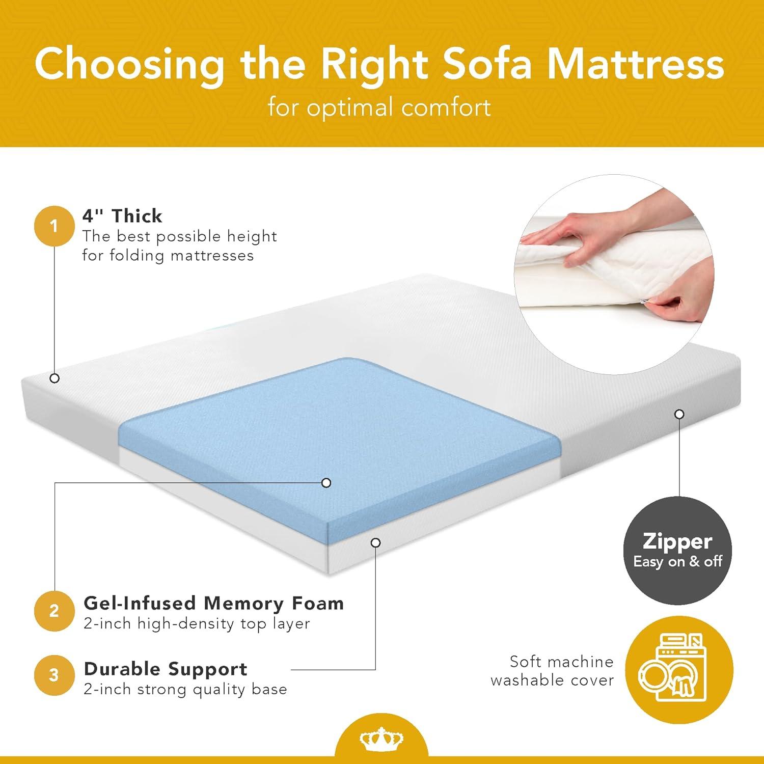 Dynasty Mattress Memory Foam Mattress for Pull Out Sofa (Sofa Not Included)